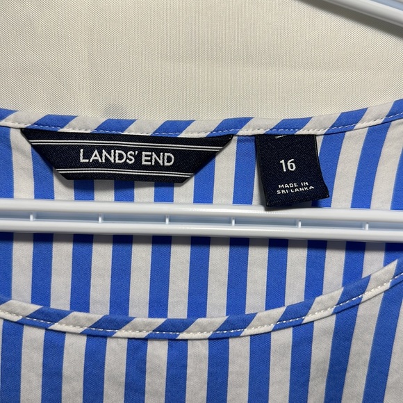 Lands End Striped BabyDoll Bell Sleeve Top Size 16 Blue & White - Picture 3 of 5
